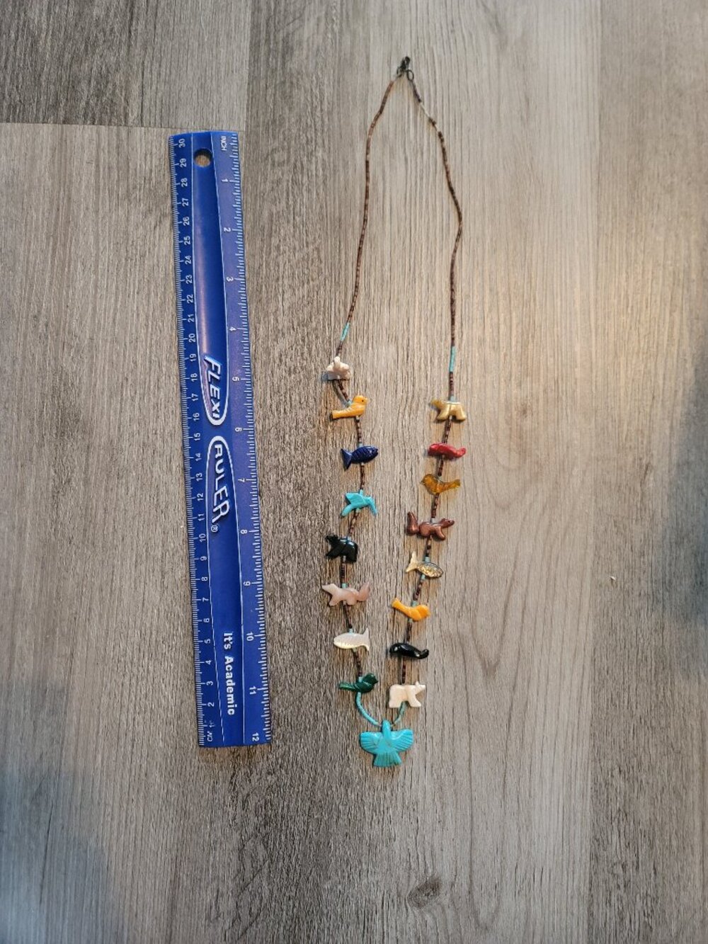 Vintage Southwestern Style Multi-Stone Animal Fetish Necklace with Heishi Beads